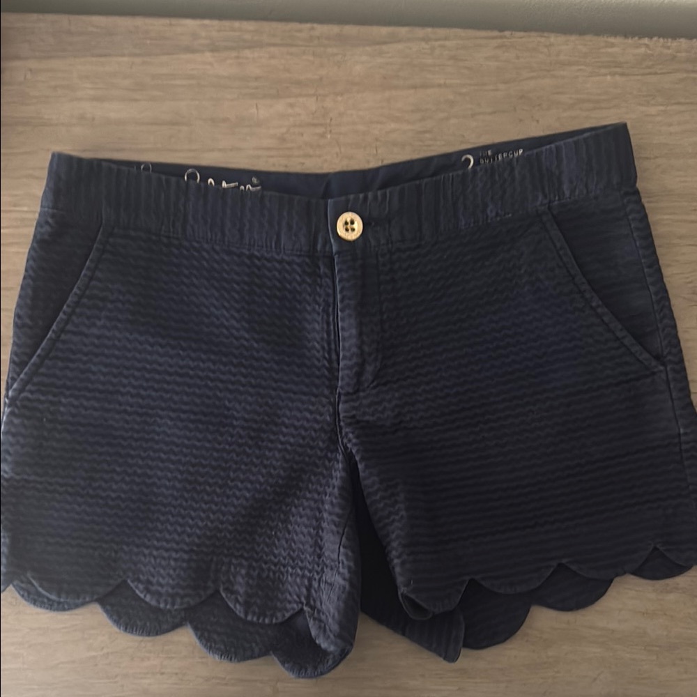 Lilly Pulitzer Blue High Waist Scalloped Shorts